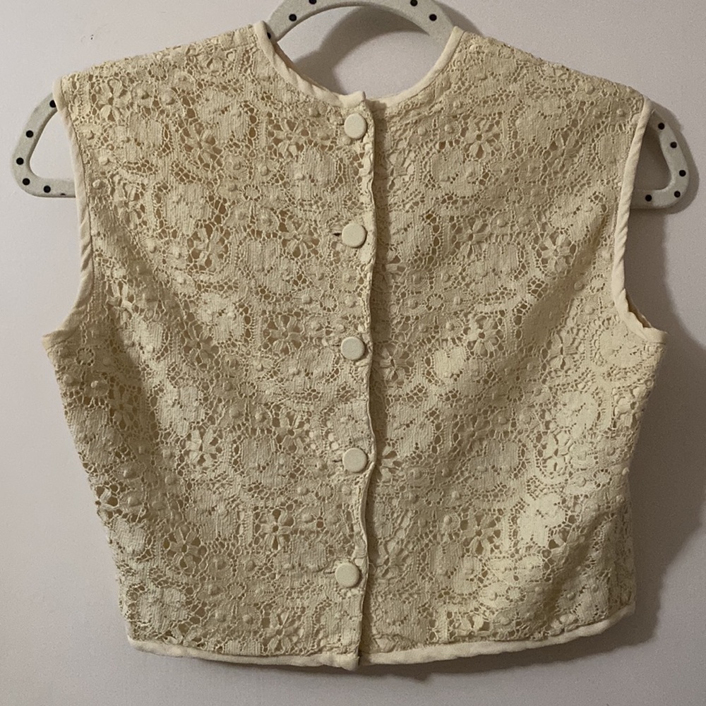 Jo Hardin Vintage Lace Crop Top - vintage size 14 - Picture 2 of 8